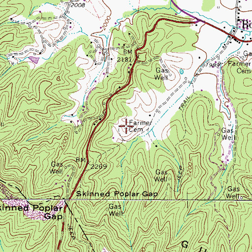 Topographic Map of Farmer Cemetery, WV