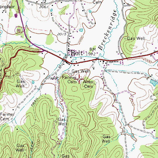 Topographic Map of Farmer Cemetery, WV