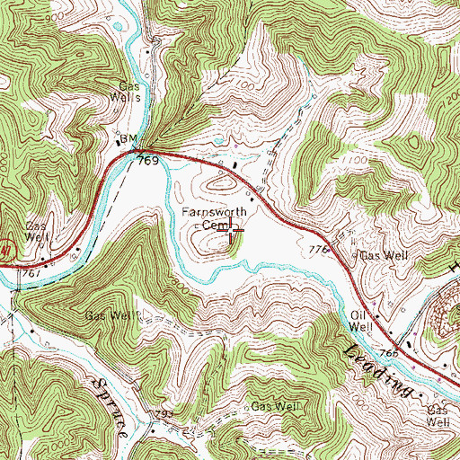 Topographic Map of Farnsworth Cemetery, WV