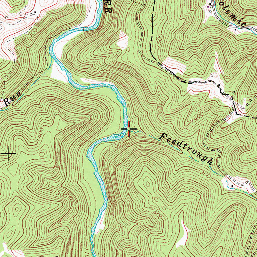 Topographic Map of Feedtrough Run, WV