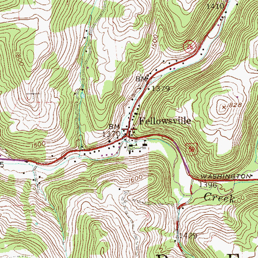 Topographic Map of Fellowsville, WV