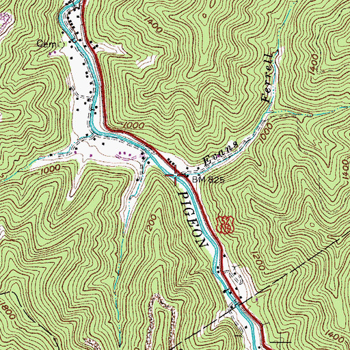 Topographic Map of Ferrell Branch, WV