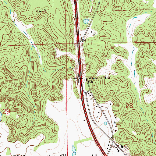 Topographic Map of Warrior Hill Church, AL