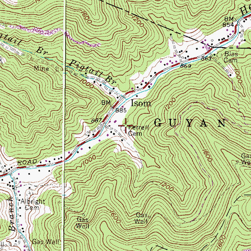 Topographic Map of Ferrell Cemetery, WV