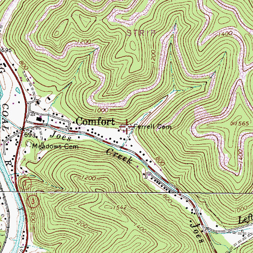 Topographic Map of Ferrell Cemetery, WV