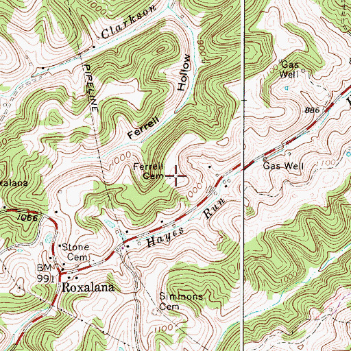 Topographic Map of Ferrell Cemetery, WV