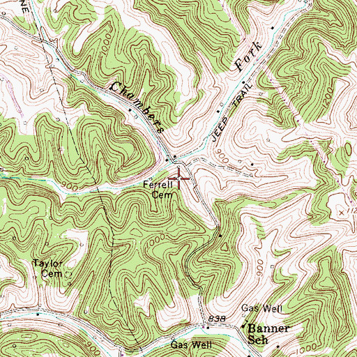 Topographic Map of Ferrell Cemetery, WV