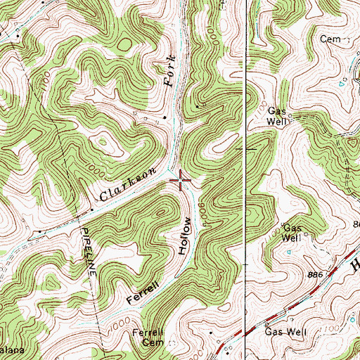 Topographic Map of Ferrell Hollow, WV
