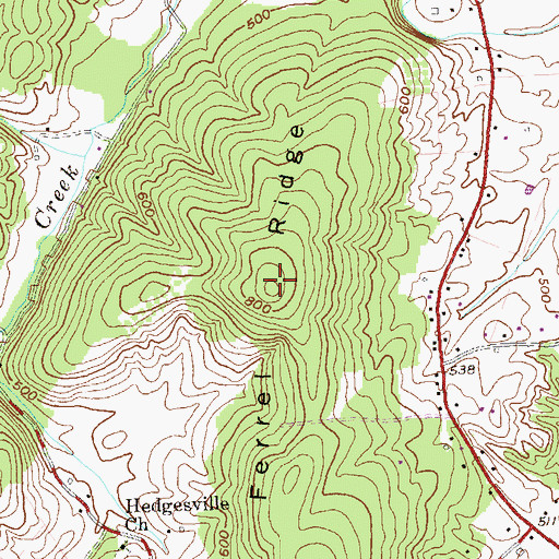 Topographic Map of Ferrell Ridge, WV
