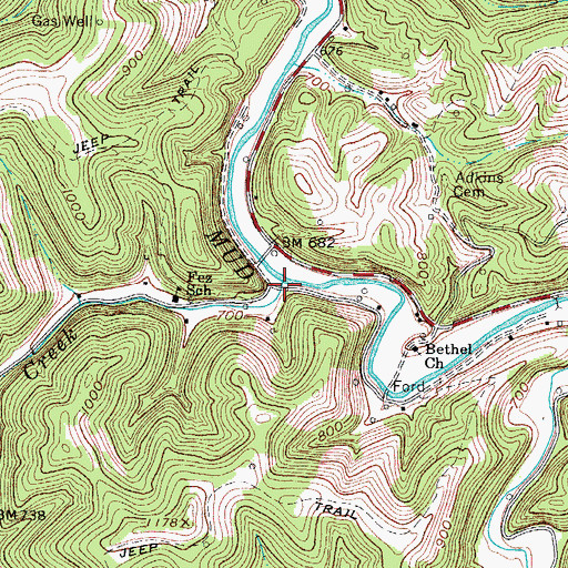 Topographic Map of Fez Creek, WV