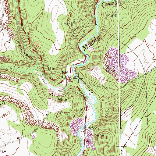 Topographic Map of Fickey Run, WV