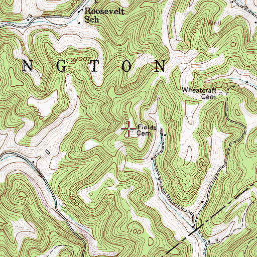 Topographic Map of Fields Cemetery, WV