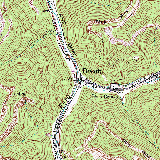 Topographic Map of Fifteenmile Fork, WV