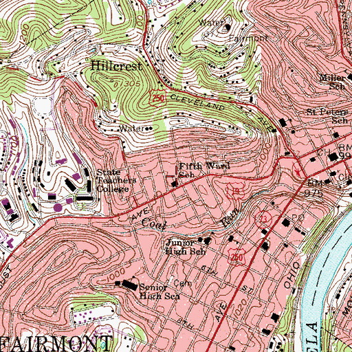 Topographic Map of Fifth Ward School (historical), WV