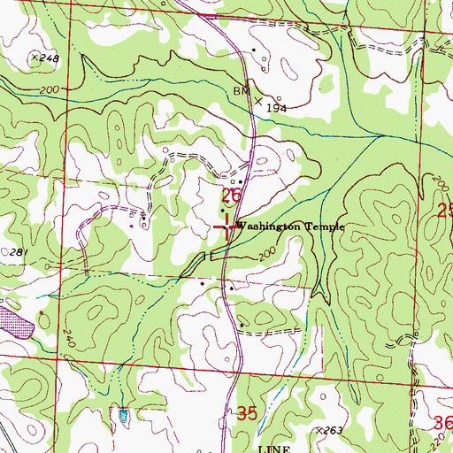 Topographic Map of Washington Temple Church of God in Christ, AL