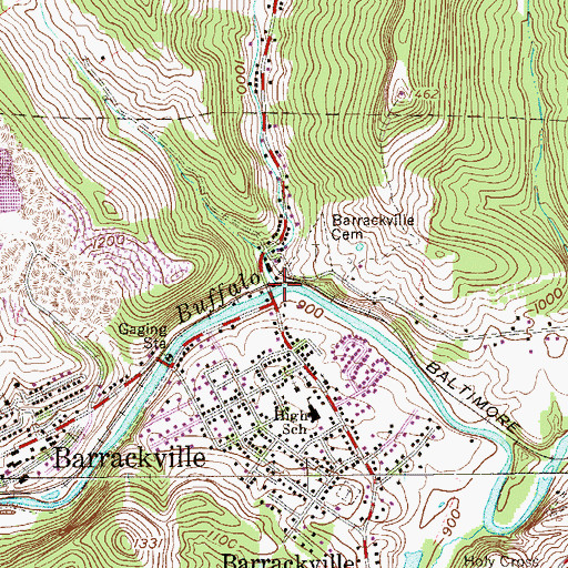 Topographic Map of Finchs Run, WV