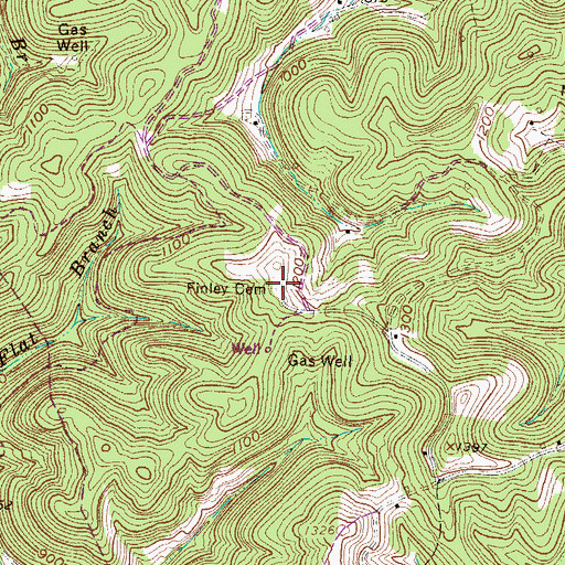 Topographic Map of Finley Cemetery, WV