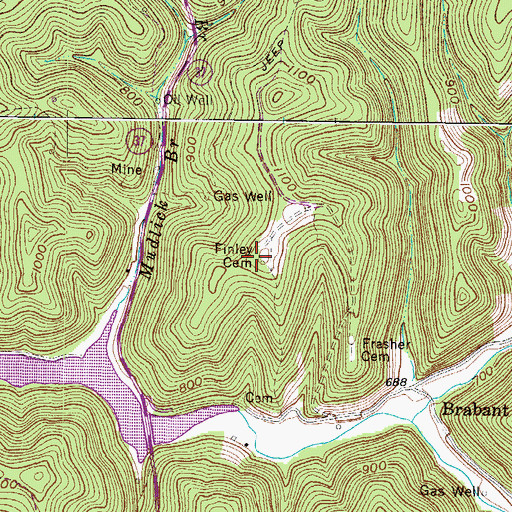 Topographic Map of Finley Cemetery, WV