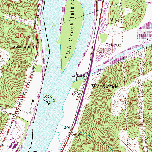Topographic Map of Fish Creek, WV