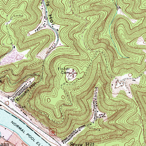 Topographic Map of Fisher Cemetery, WV