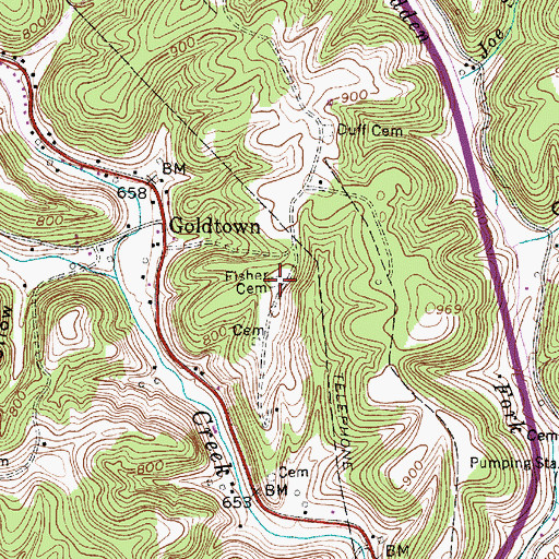 Topographic Map of Fisher Cemetery, WV