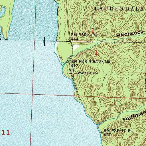 Topographic Map of Wates Cemetery, AL