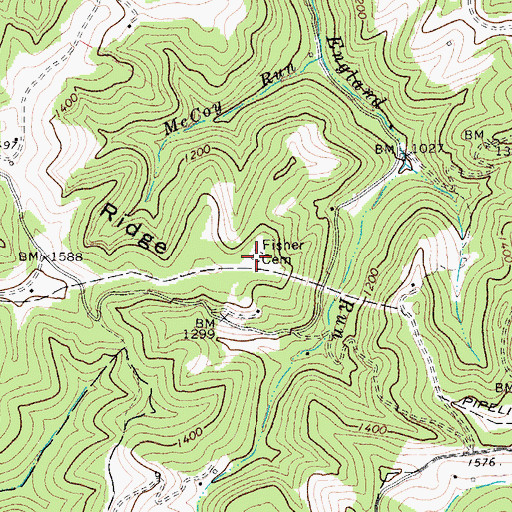 Topographic Map of Fisher Cemetery, WV