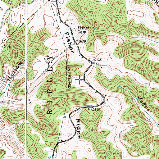 Topographic Map of Fisher Ridge, WV
