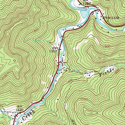 Topographic Map of Fisher Run, WV