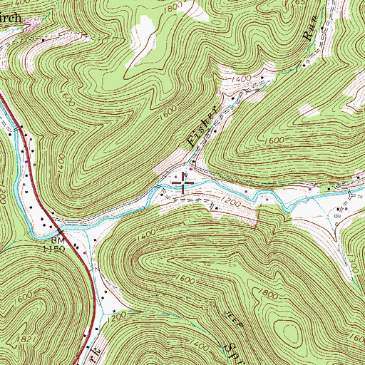 Topographic Map of Fisher Run, WV