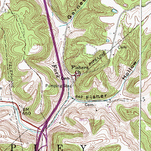 Topographic Map of Fishers Church, WV
