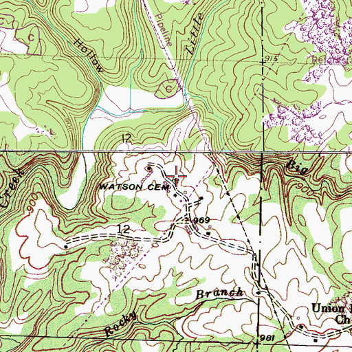 Topographic Map of Watson Cemetery, AL