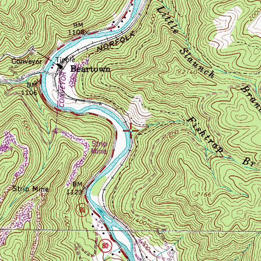 Topographic Map of Fishtrap Branch, WV