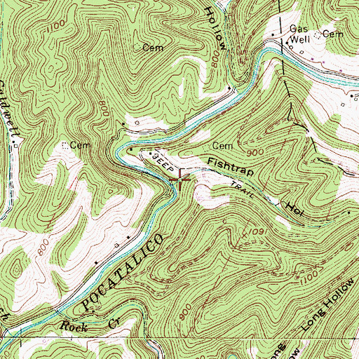 Topographic Map of Fishtrap Hollow, WV