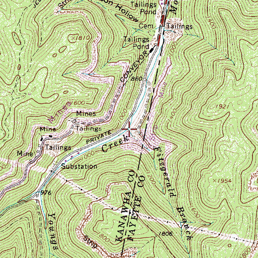 Topographic Map of Fitzgerald Branch, WV