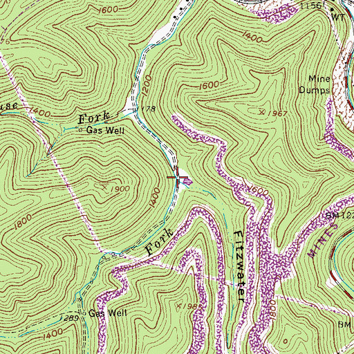 Topographic Map of Fitzwater Hollow, WV