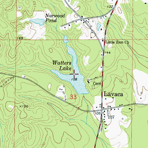 Topographic Map of Watters Lake, AL