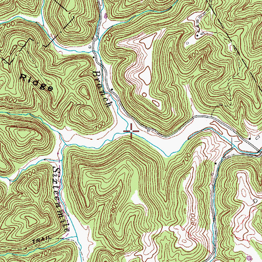 Topographic Map of Fivefork Branch, WV