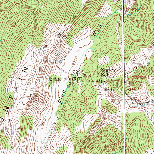 Topographic Map of Flag Run Church, WV