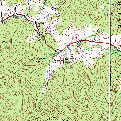 Topographic Map of Flashman Cemetery, WV