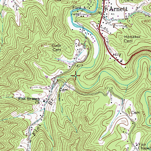 Topographic Map of Flat Branch, WV