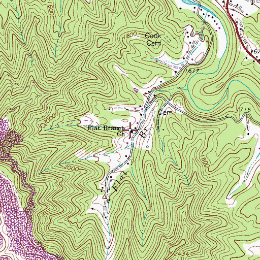 Topographic Map of Flat Branch Church, WV