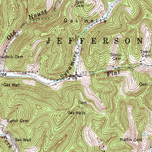 Topographic Map of Flat Creek, WV