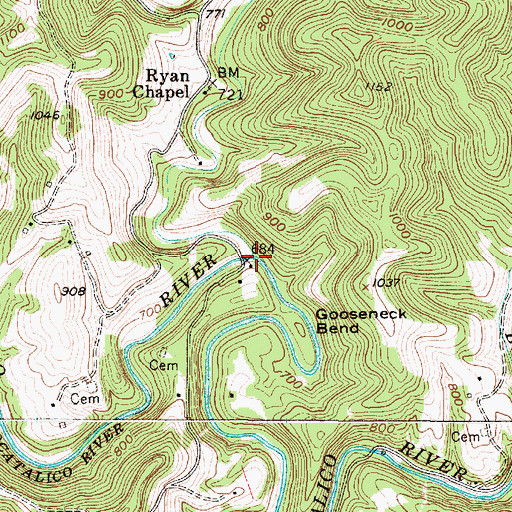 Topographic Map of Flat Fork, WV