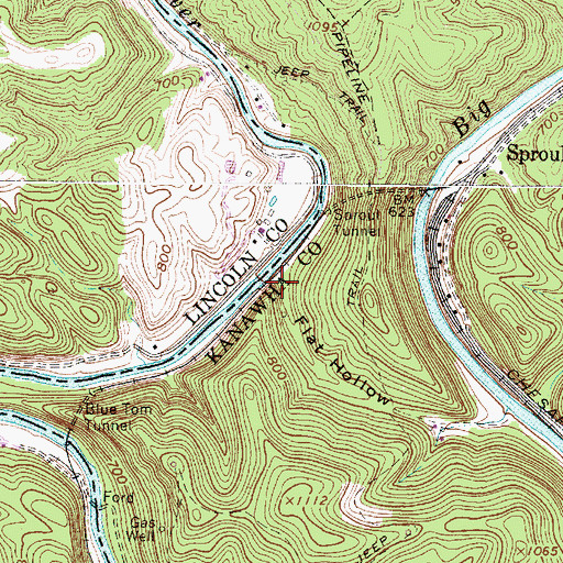 Topographic Map of Flat Hollow, WV