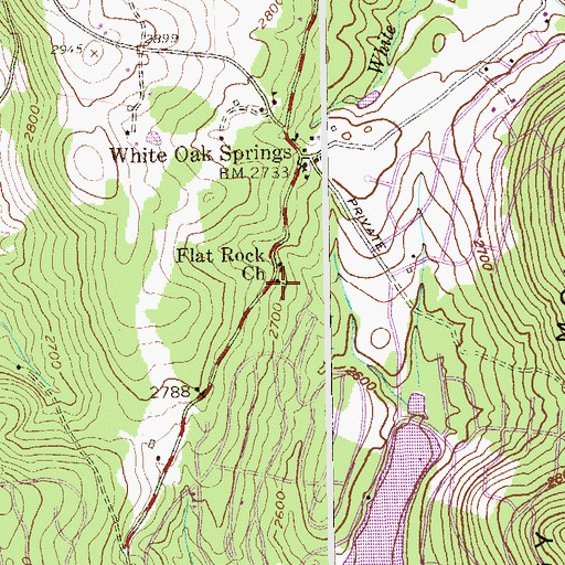 Topographic Map of Flat Rock Church, WV