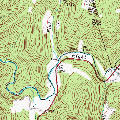 Topographic Map of Flat Run, WV