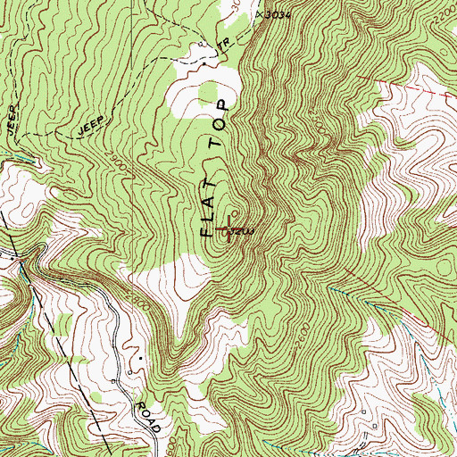 Topographic Map of Flat Top Mountain, WV