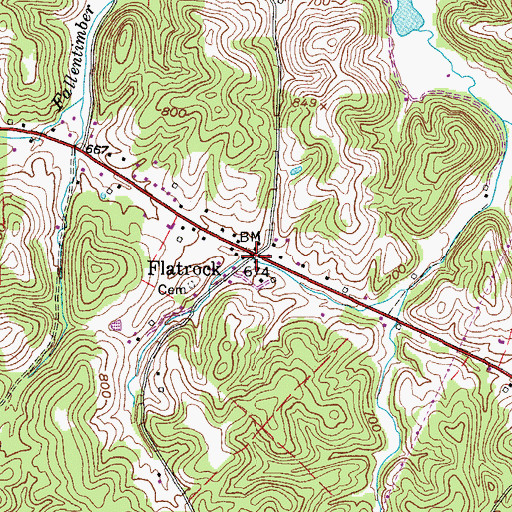 Topographic Map of Flatrock, WV