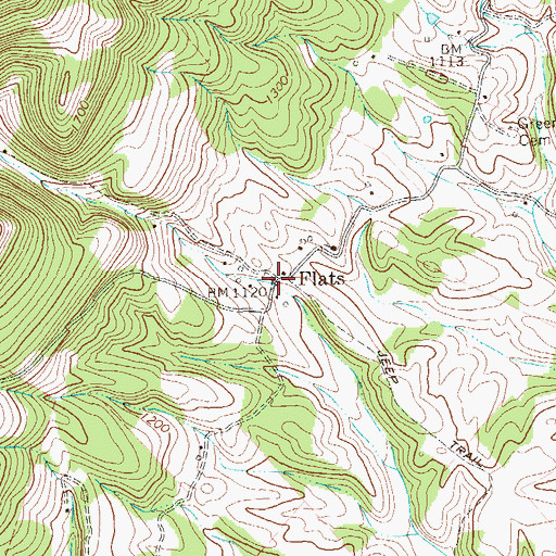 Topographic Map of Flats, WV